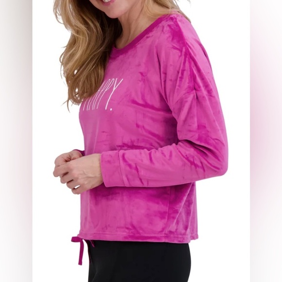 “Be Happy” Velour Drawstring Sweatshirt - NWT - Size L - Picture 2 of 12